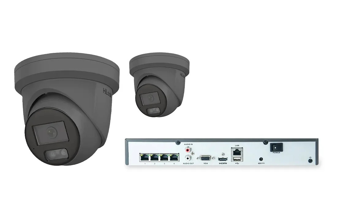 HiLook by Hikvision IP ColorVu 2 Camera 5MP CCTV Kit in Grey - HI-KIT-IPC-COL-5MP-2-GR
