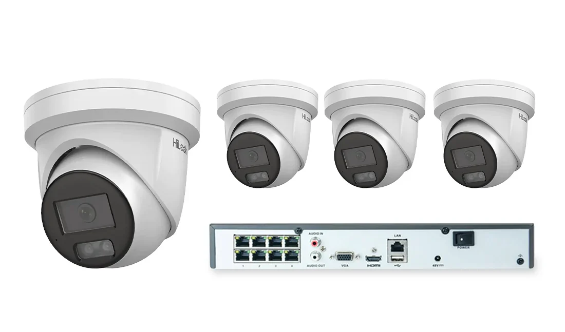 HiLook by Hikvision IP ColorVu 4 Camera 4K 8MP CCTV Kit - HI-KIT-IPC-COL-8MP-4