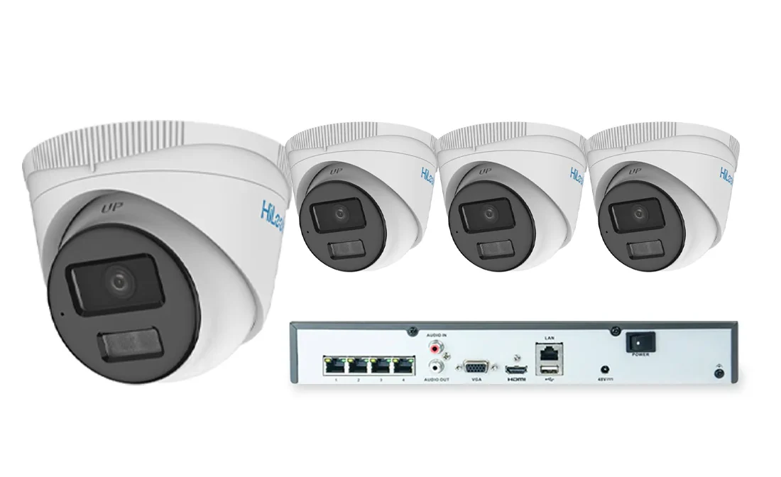 HiLook by Hikvision IP Smart Hybrid ColorVu 4 Camera 4MP CCTV Kit - HI-KIT-IPC-HYB-4MP-4