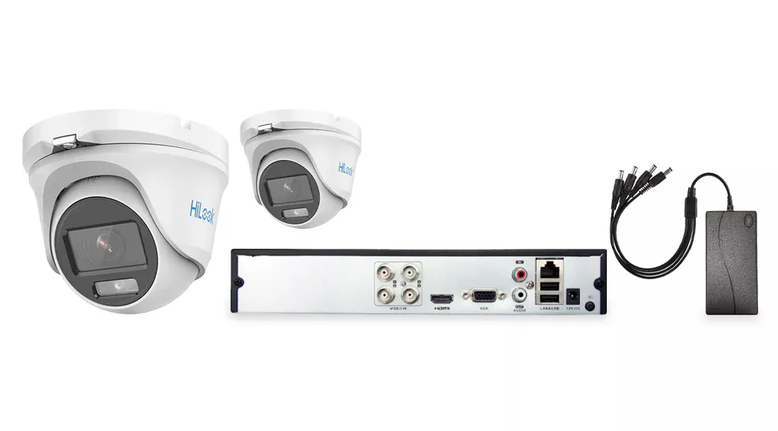 HiLook by Hikvision 2 Camera 4ch AoC 3K 20M CCTV Kit - HI-KIT-TVI-COL-3K-20M-2