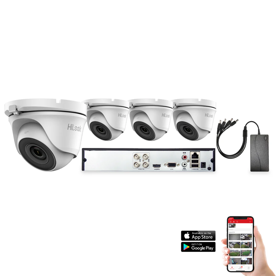 HiLook by Hikvision 4 Camera 4ch 1080P 2MP 20M CCTV Kit - HI-KIT-TVI-2MP-20M-4