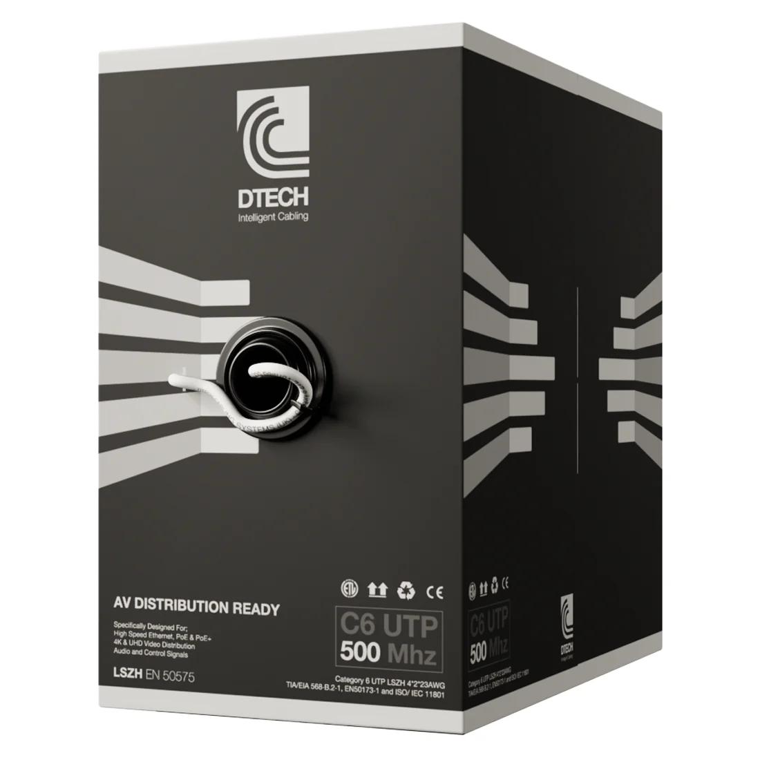 DTECH Cat 6 UTP LSZH HDBASET AV-Ready in White - DTE-C6-UTP-ZH-NWT