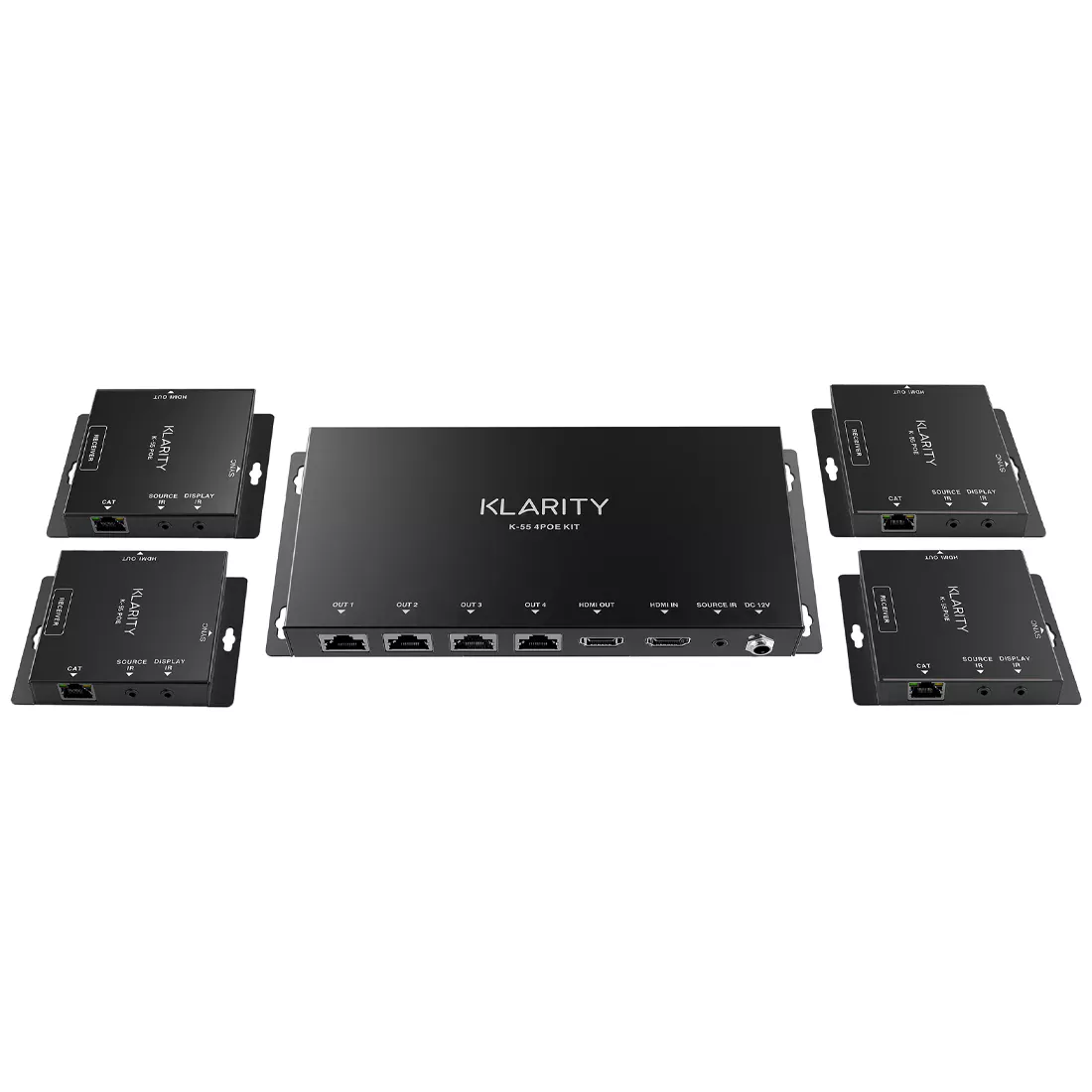 Klarity 1080P 4 Way 55m POE HDMI over CAT Extender - K-55-4POE-KIT