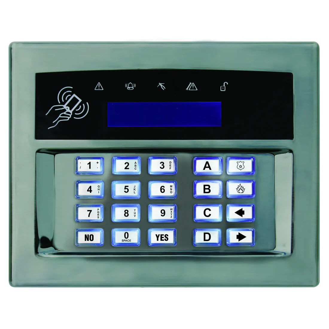 Pyronix Euro Casing for LCDPZ Keypad - Brushed Chrome (PYR-EUR-LCD-CASING/BCHROME)