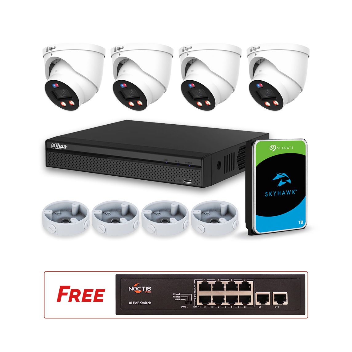 Dahua Max IP Bundle - 4 Channel NVR with 4x 6MP TIOC PRO