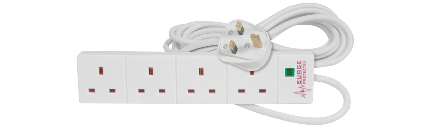 4 Way Surge Protected Extension Lead - 2m