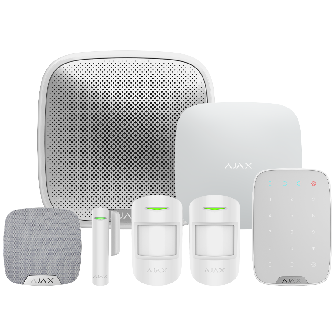 Ajax Baseline Wireless Kit 5 (Hub2, Standard PIR, RKP, Mesh Siren) - White (AJA-35655)