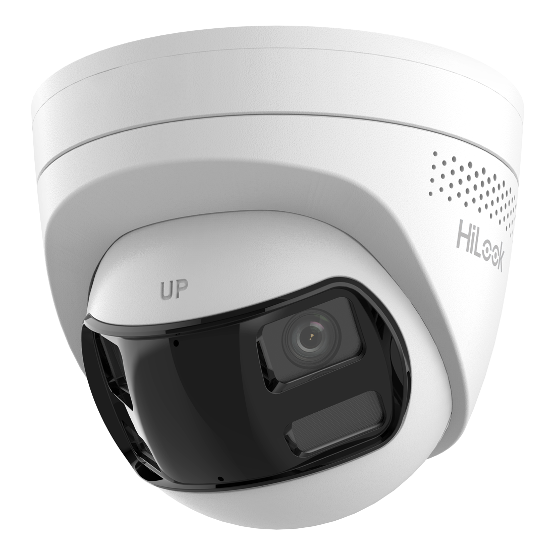 HiLook by Hikvision IP Motion 2.0 Dual Lens Panoramic Hybrid ColorVu 6MP 30m Turret with Mic/Speaker/Alarm (IPC-T260HAD-LUF/SL-2.8MM)