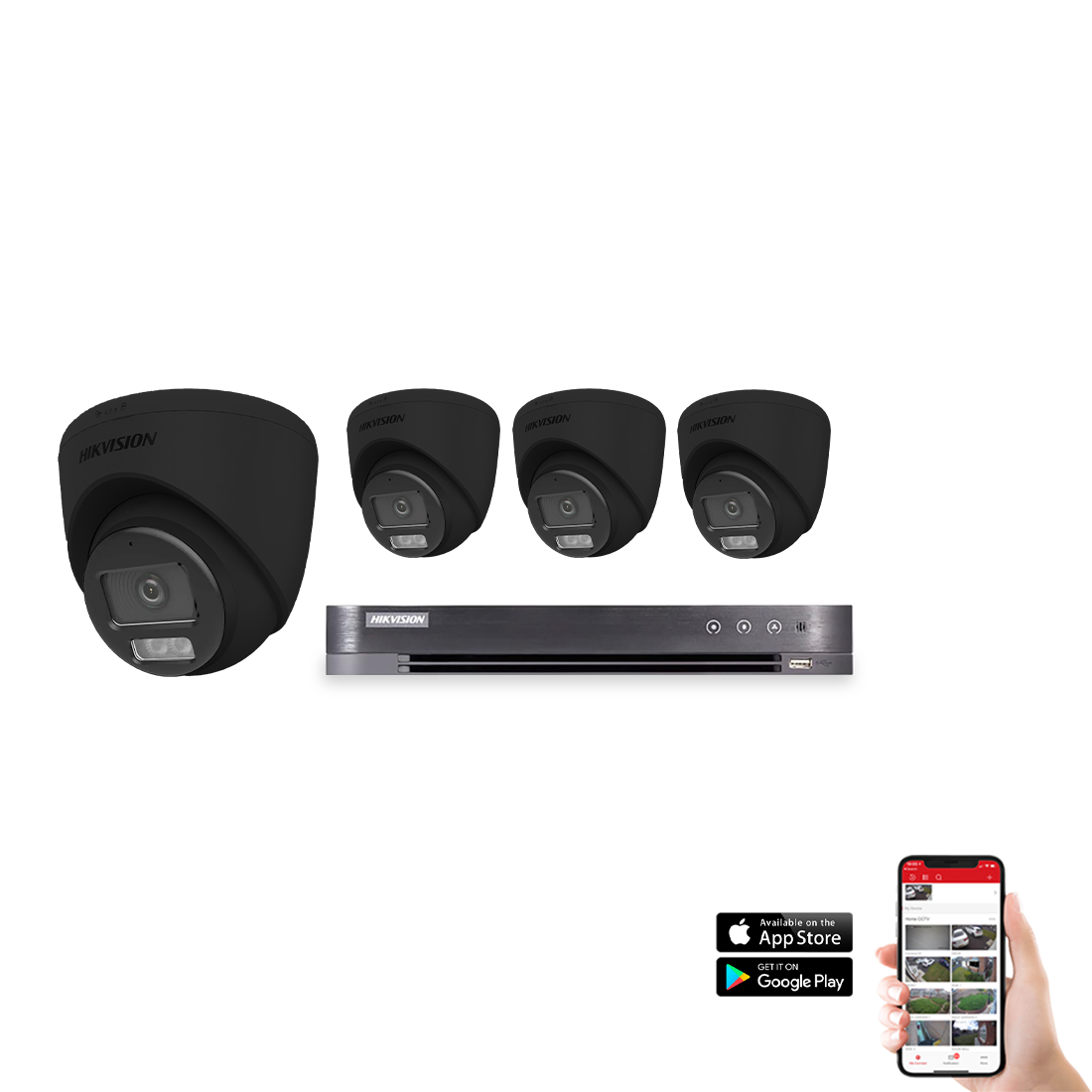 Hikvision POC Hybrid ColorVu 4 Camera 4ch 4K 8MP 40M CCTV Kit - Black (HIK-KIT-POC-HYB-8MP-4-BK)