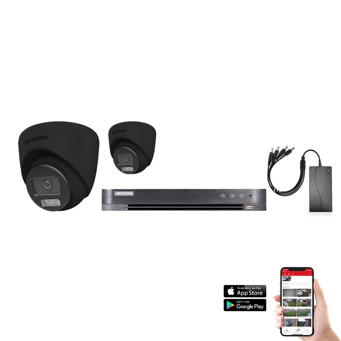 Hikvision Hybrid ColorVu 2 Camera 4ch AoC 3K 40M CCTV Kit - Black (HIK-KIT-TVI-HYB-3K-2-BK)