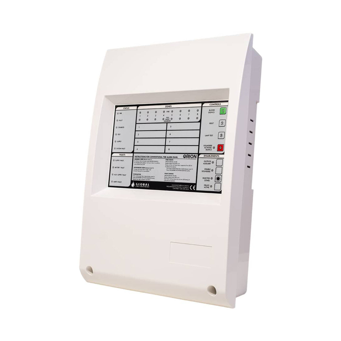 Global Fire Orion Conventional 2 Zone Fire Panel (GLO-ORION-2)