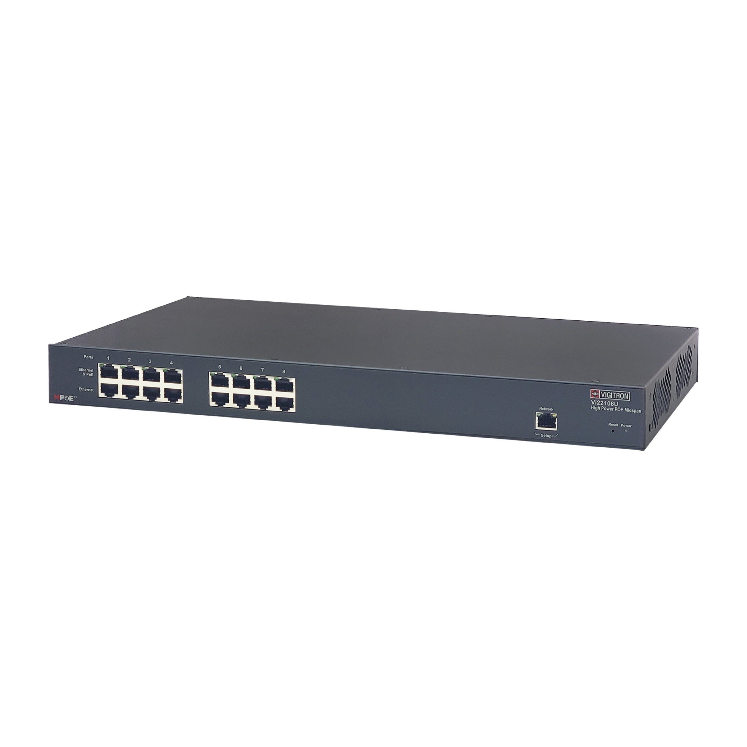 Vigitron MPoE 8-Port MaxiiPower af/at/bt 90W Managed PoE Midspan, 800W PS (Available Q2) (VIG-VI22108U)