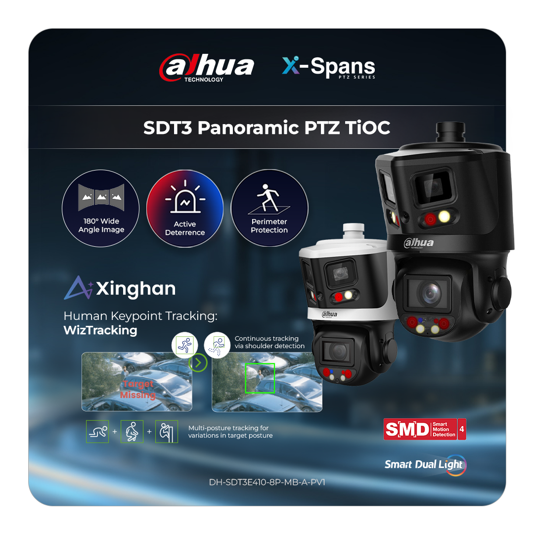 Dahua DH-SDT3E410-8P-MB-A-PV1-BLACK - 8MP+4MP 10x Starlight XSPANS TiOC Network Panoramic & PTZ Camera - Image 2