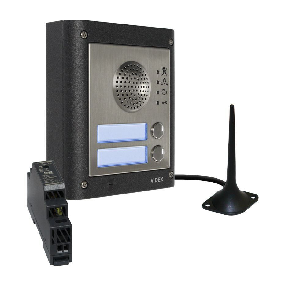 Videx 4000 Series GSM4K - 2 Button GSM Audio Kit w/ PSU + Antenna