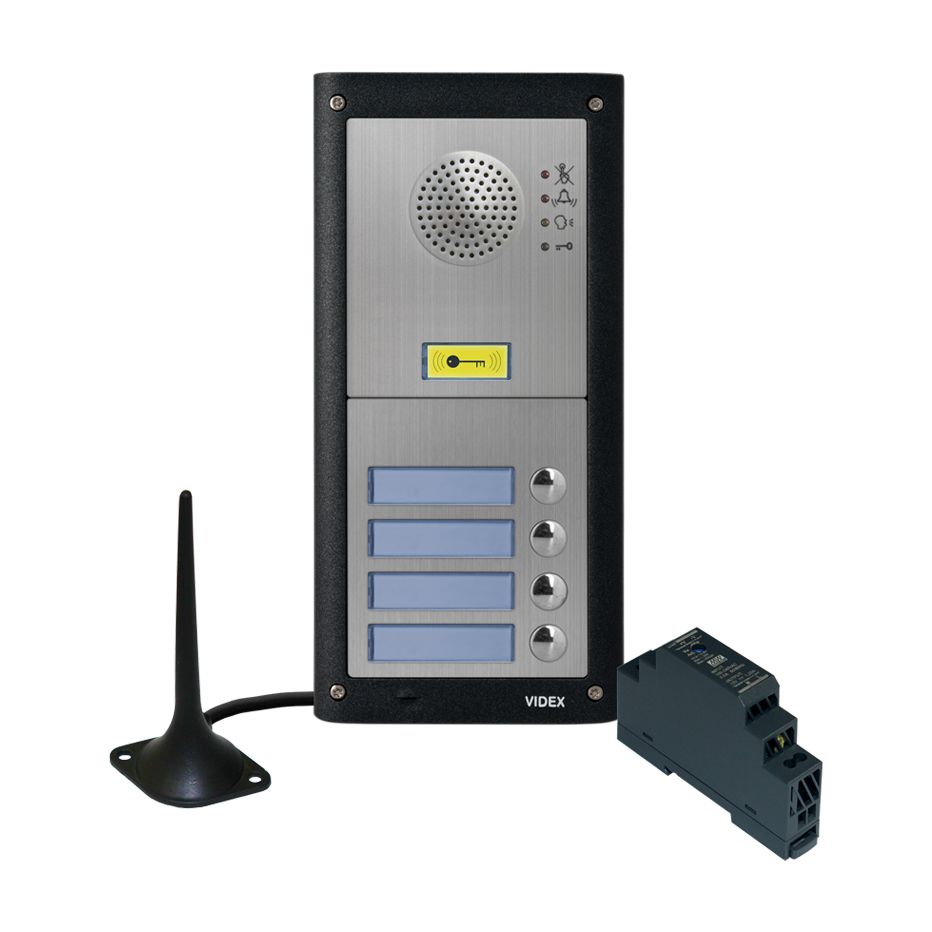 Videx 4000 Series GSM4K - 4 Button GSM Audio Kit w/ PSU + Antenna