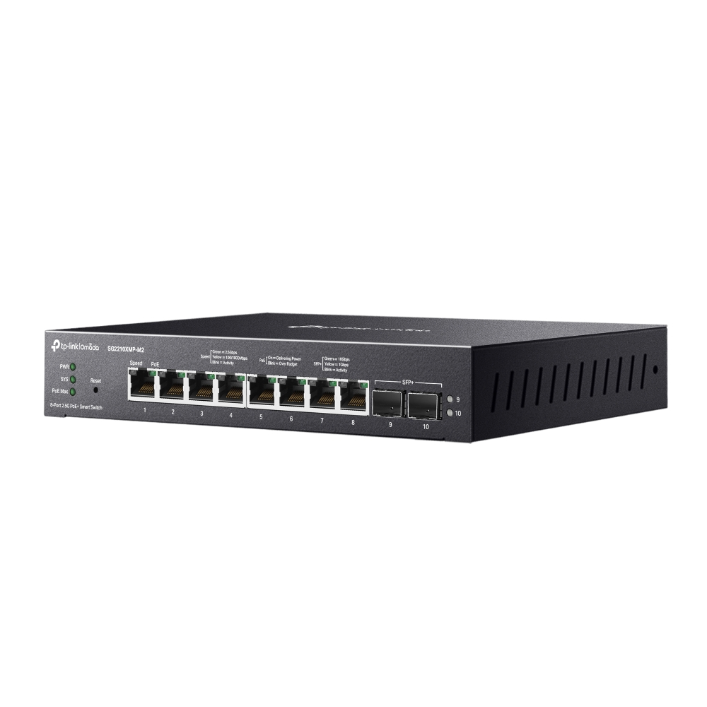 TP-Link Omada SG2210XMP-M2 - 8 Port Cloud Managed 2.5Gigabit PoE+ Switch (2x 10G SFP+ Ports)