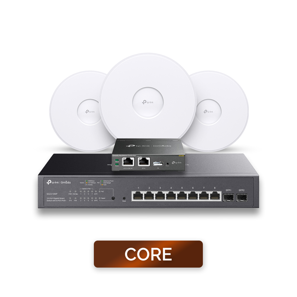 TP-Link WiFi 6 AP Bundle [CORE] 3x EAP653, 8 or 16 Port PoE Switch (Optional OC200 Controller)