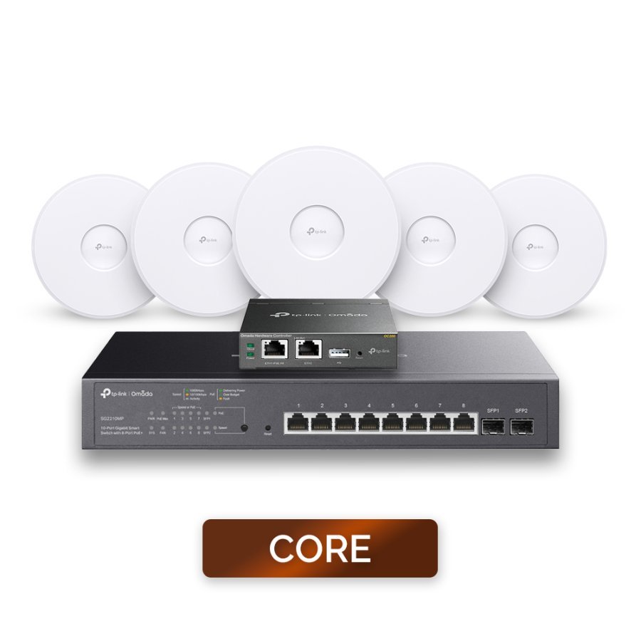 TP-Link WiFi 6 AP Bundle [CORE] 5x EAP653, 8 or 16 Port PoE Switch (Optional OC200 Controller)