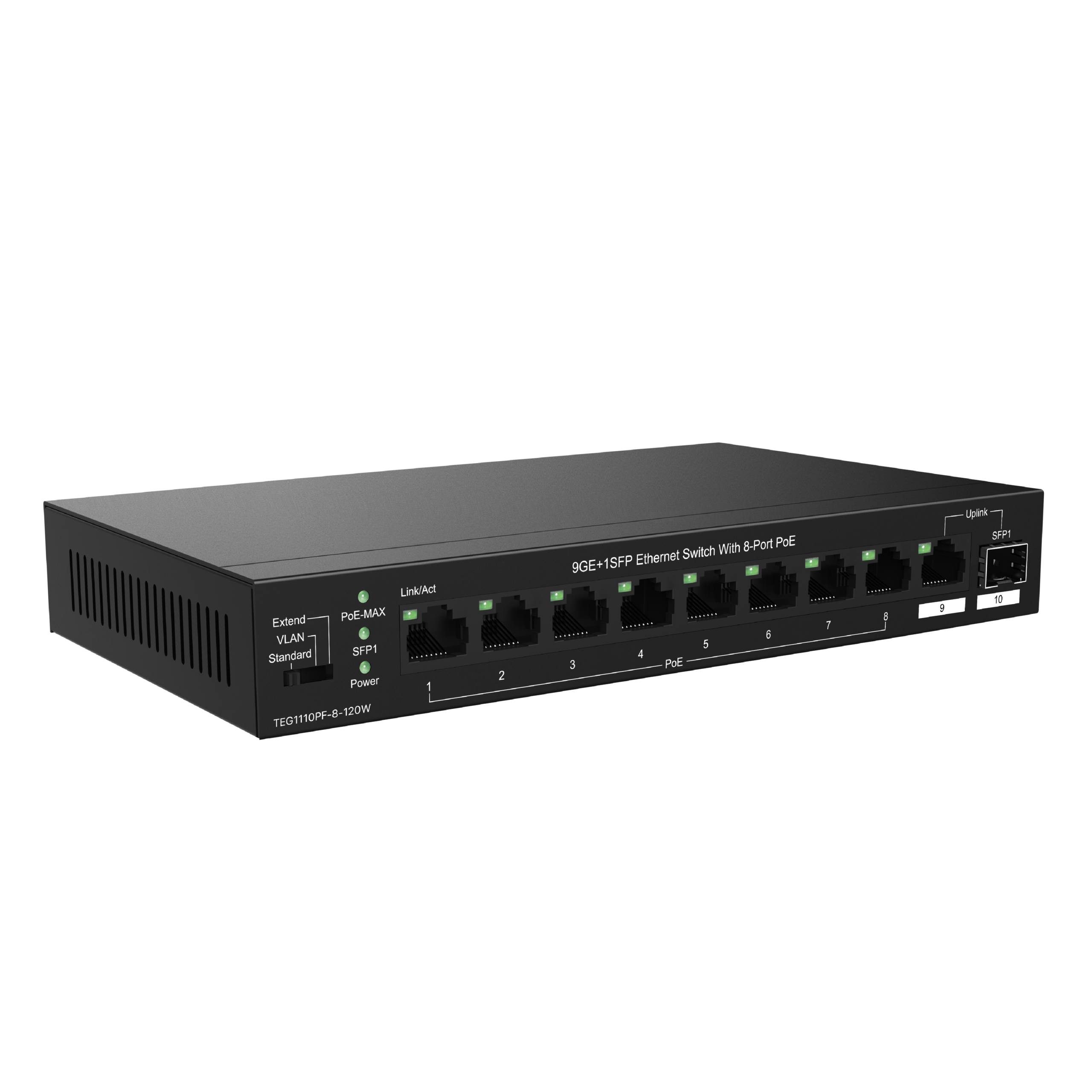Tenda TEG1110PF-8-120W - 8 Port PoE 120w Gigabit Switch (TEN-TEG1110PF-8-120W) - Image 2