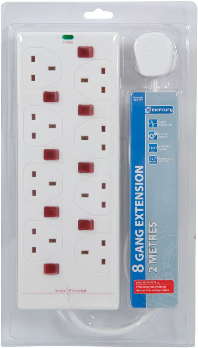 8 Gang 2M Extension Lead With Surge Protection - Image 2