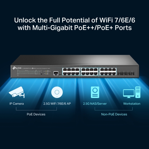 TP-Link JetStream SG3428XPP-M2 24-Port 2.5GB L2+ Managed PoE switch, 16xPoE+, 8x PoE++, 4x10G SFP uplink - Image 2